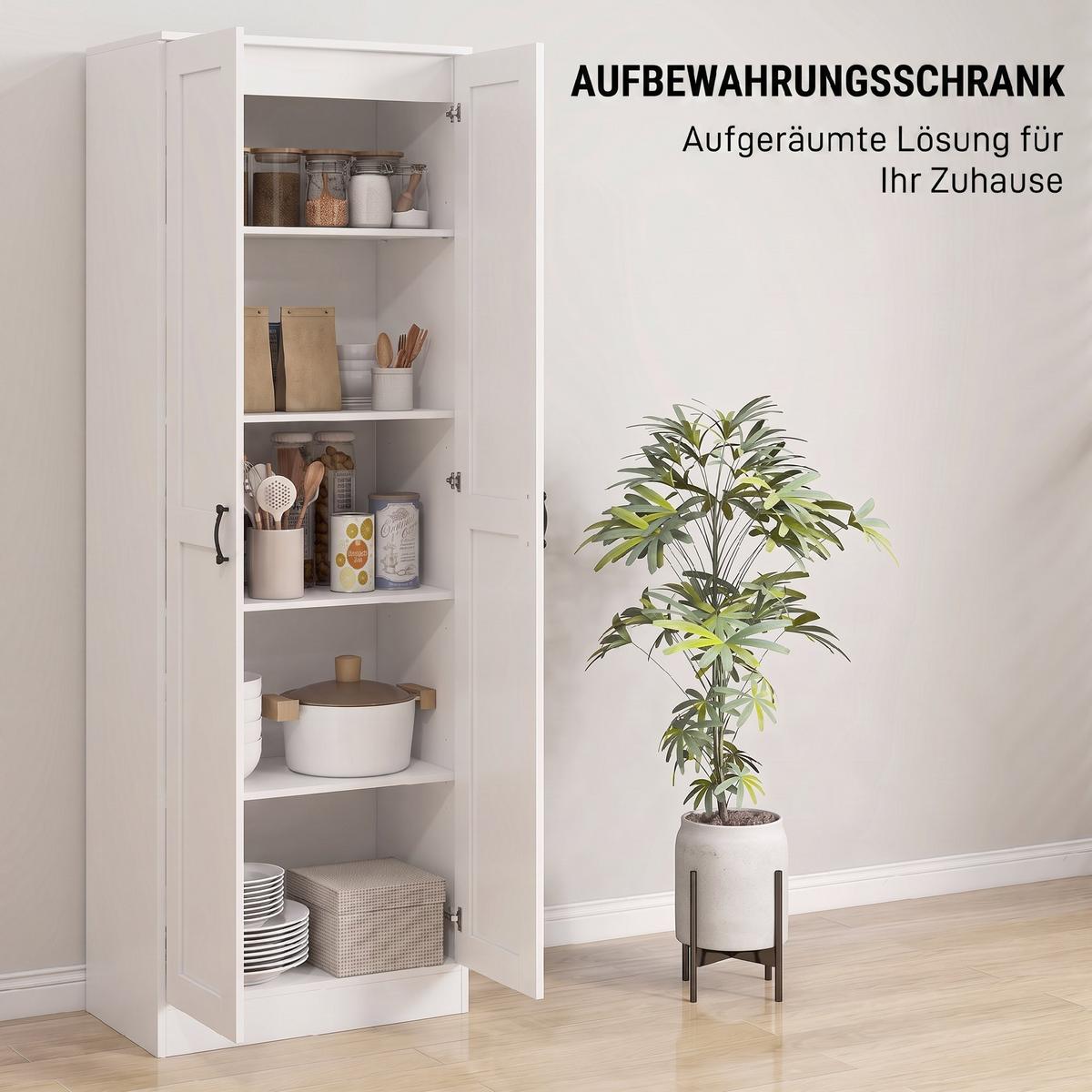 KÜCHENSCHRANK Spanplatte Weiß - Weiß, Holzwerkstoff/Metall (36.5/175/60cm) - HOMCOM