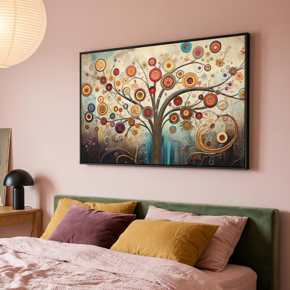 LEINWAND Bilder mit Rahmen - Baum - Baum des Lebens - Farbe - 140x90 - Braun, Textil (140/90cm) - MuchoWow