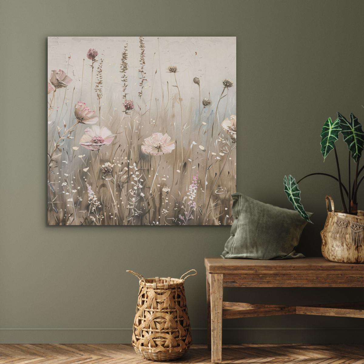 AKUSTIKBILD Blumen - Rosa - Modern - Beige Akustikpaneele 90x90 cm - Beige, Kunststoff (90/90/0.9cm) - MuchoWow