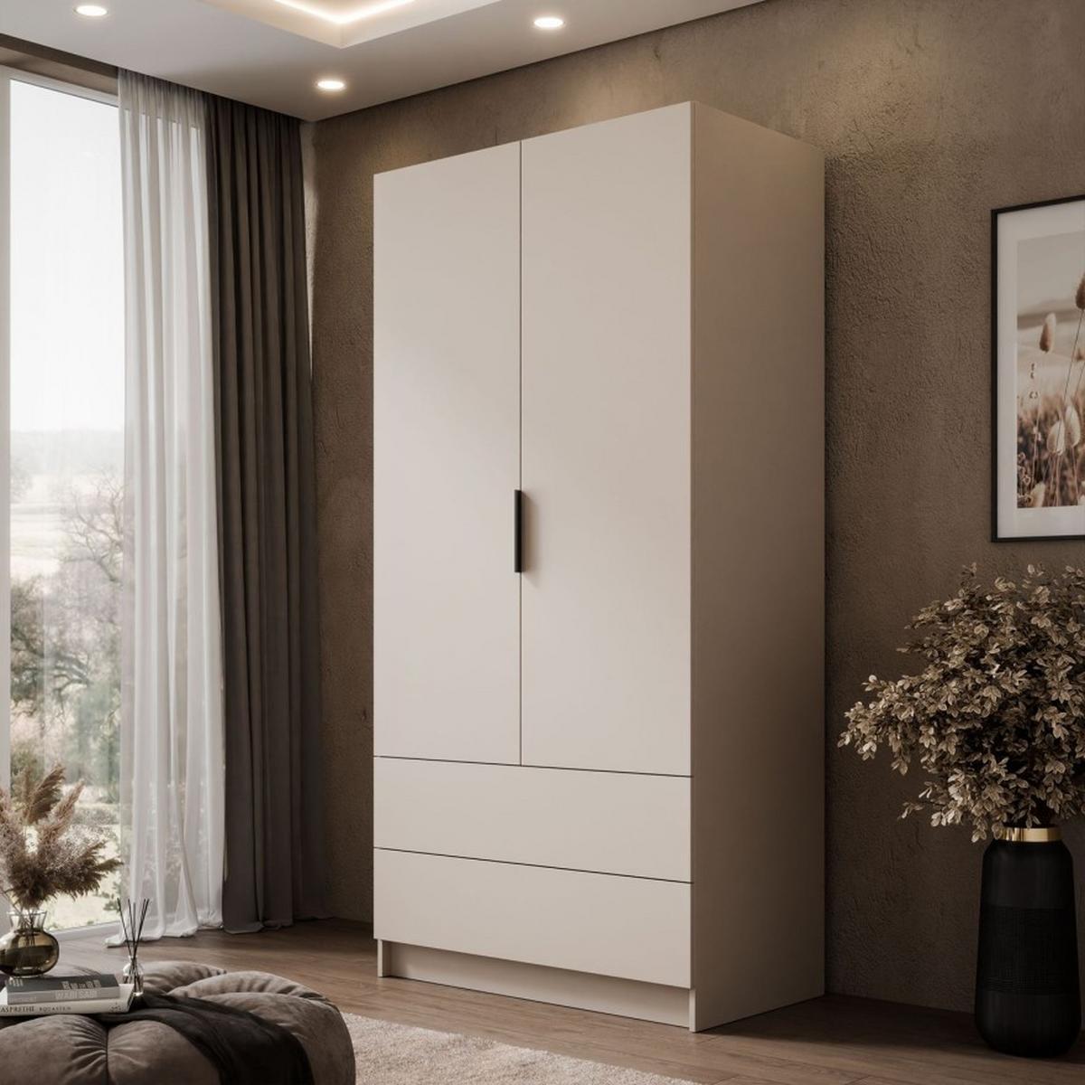 KLEIDERSCHRANK AUREL KASCHMIR 2D2S mit Schubladen - Kaschmir, Holzwerkstoff (100/210/57cm) - Lookway