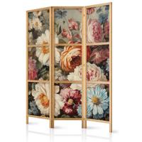 PARAVENT Japanischer 3-tlg 135x172 cm Bunte Blumen - Multicolor, Holz/Textil (135/172/3cm) - Muralo