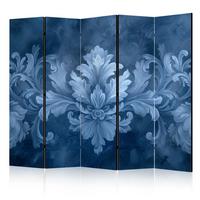 PARAVENT 5-tlg 225x172 cm Blaue Ornamente - Blau, Holz/Textil (225/172/3cm) - Muralo