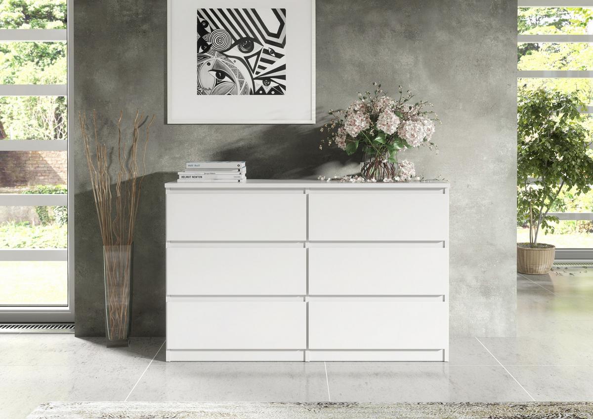 KOMMODE Weiß 139/79/39 - Weiß, Holzwerkstoff (139/79/39cm) - RAUMHIRSCH FURNITURE