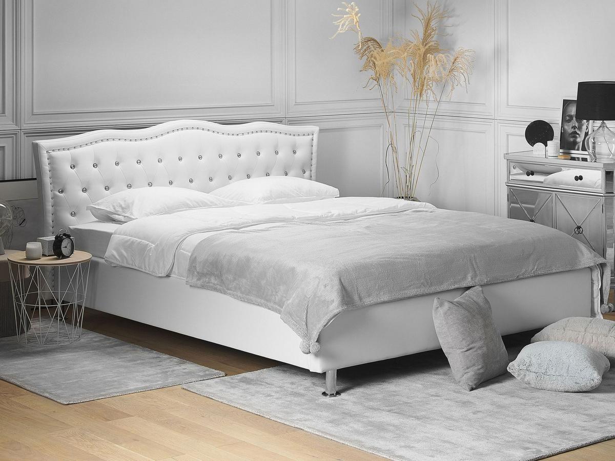 BETT 160/200cm Weiß Metz - Weiß, Textil (160/200cm) - Beliani