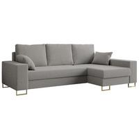 ECKSOFA Dorian Boucle Hellgrau - Goldfarben/Hellgrau, Textil/Metall (242/138cm) - MKS