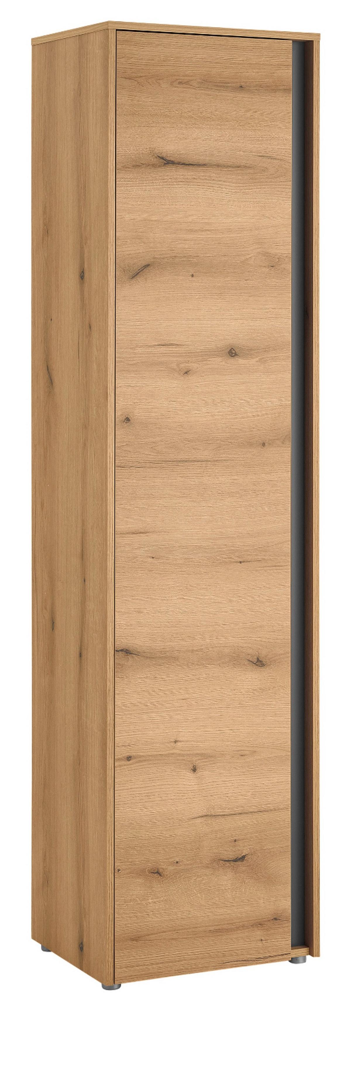 SCHUHSCHRANK Evoke Eiche, grau Flurschrank 50 x 200 cm mit 10 Fächern - Eichefarben/Schwarz, Holzwerkstoff/Kunststoff (50/200/40cm) - Furn.Design