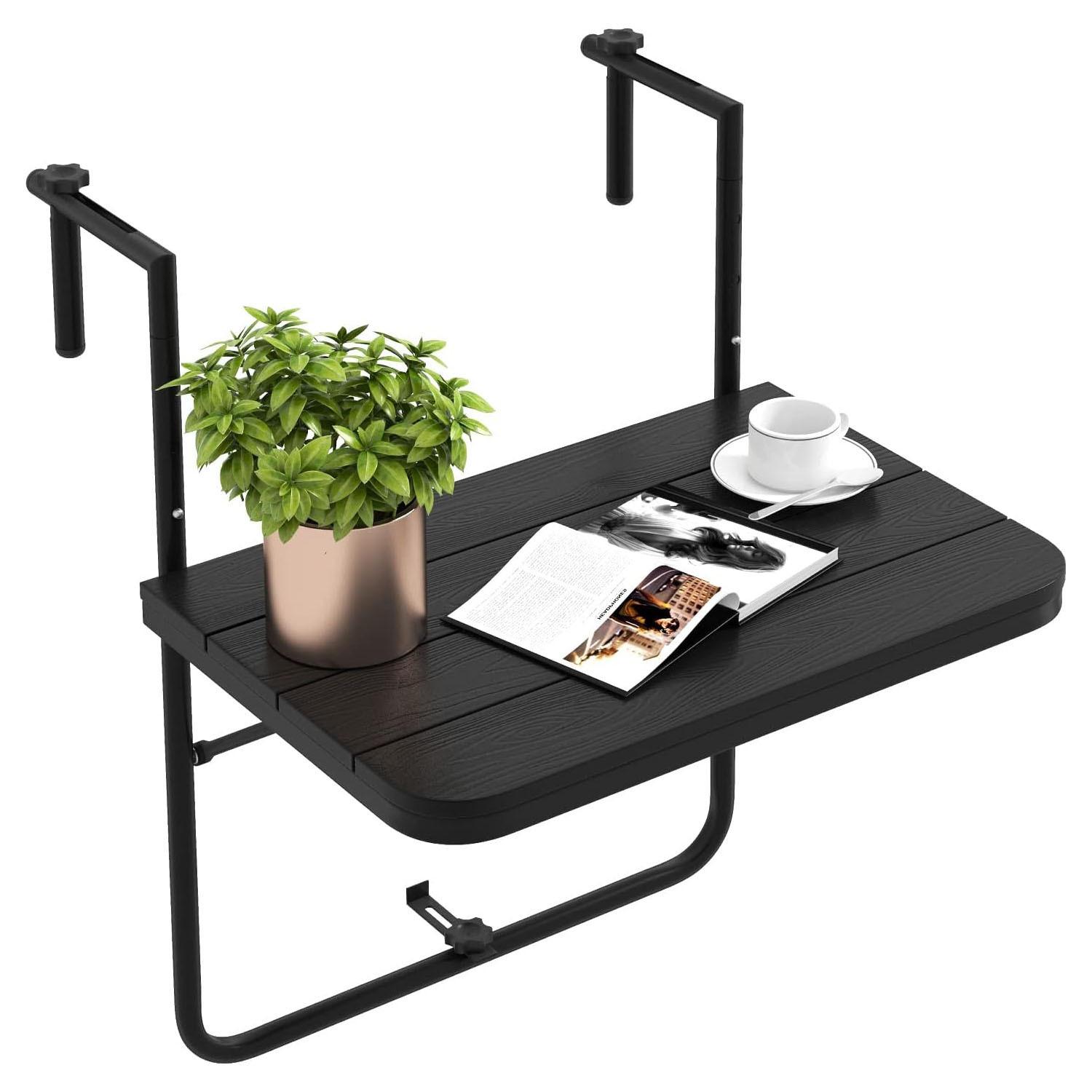BALKONHÄNGETISCH Schwarz - Schwarz, Kunststoff (40/60/84cm) - COSTWAY