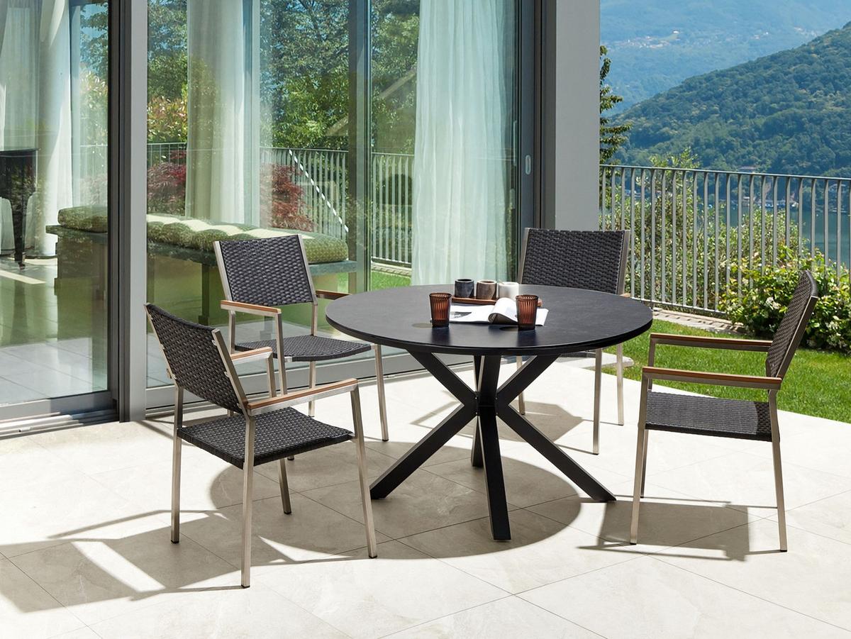 GARTENMÖBEL-SET 4-Sitzer Schwarz Polyrattan Maletto/grosseto - Schwarz, Metall - Beliani