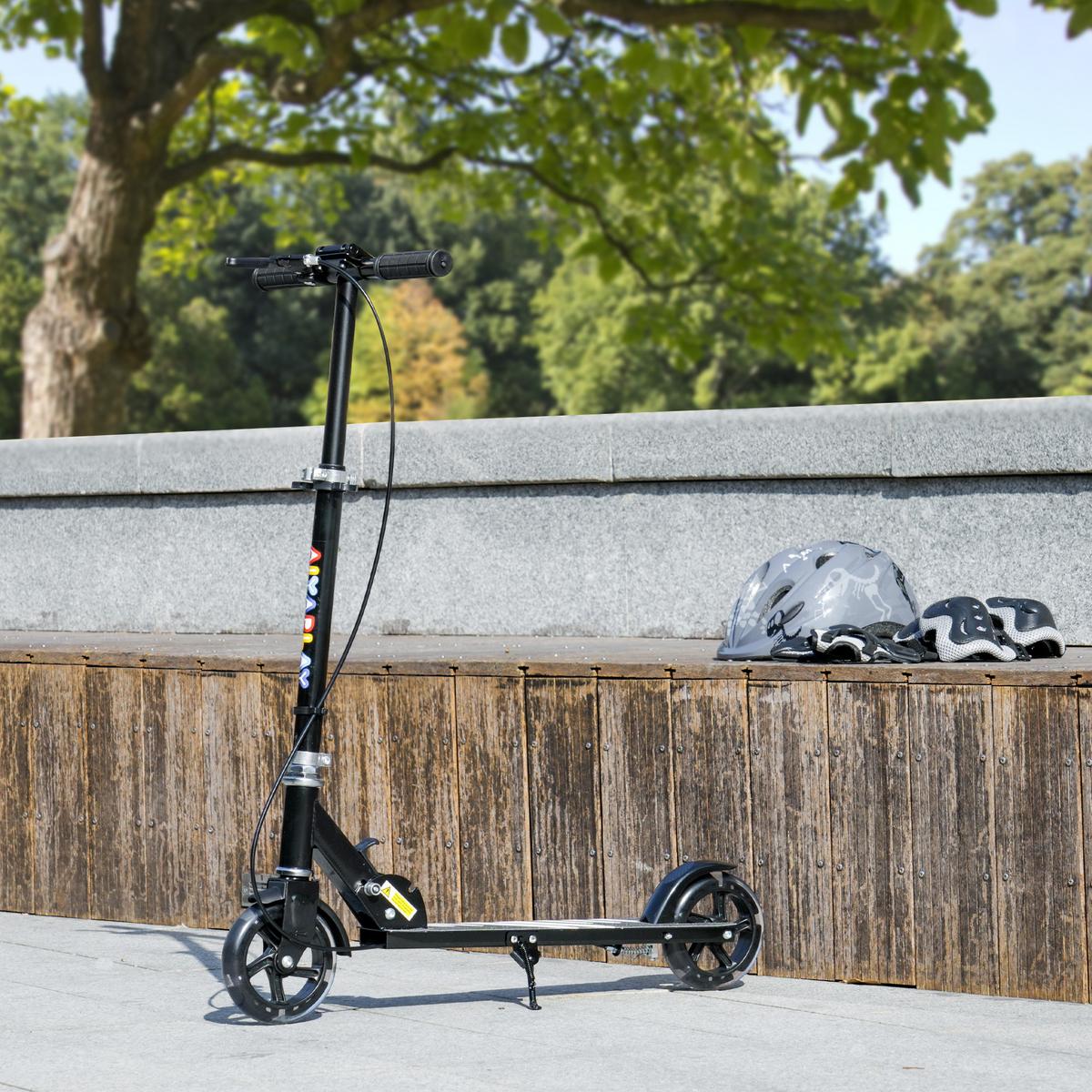 ROLLER Kinder Klappbar mit Verstellbarer Lenkerhöhe, 2 Leuchtenden Räder Schwarz - Schwarz, Metall (73/36/89cm) - AIYAPLAY