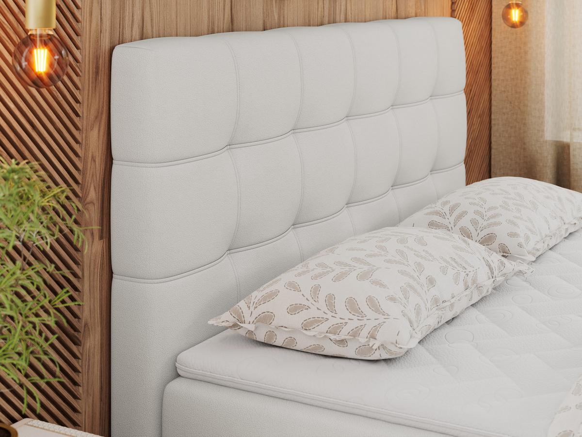 BOXBETT ERNI 160/200 - Weiß Kunstleder - H3 - Weiß, Holz/Textil (160/200cm) - MKS