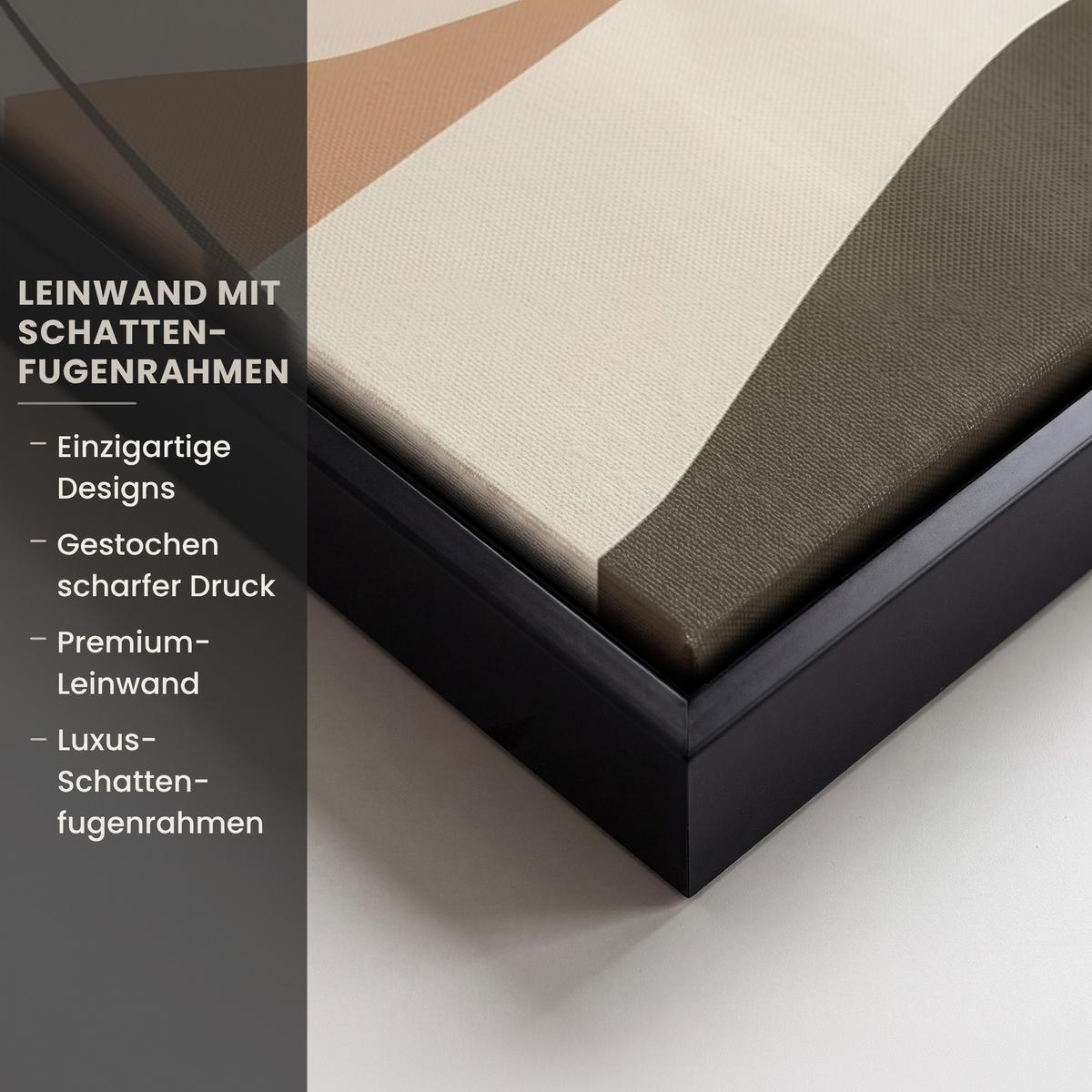 LEINWAND Bilder mit Rahmen - Japandi - Landschaft - Beige - 80x60 - Cognac, Textil (80/60cm) - MuchoWow