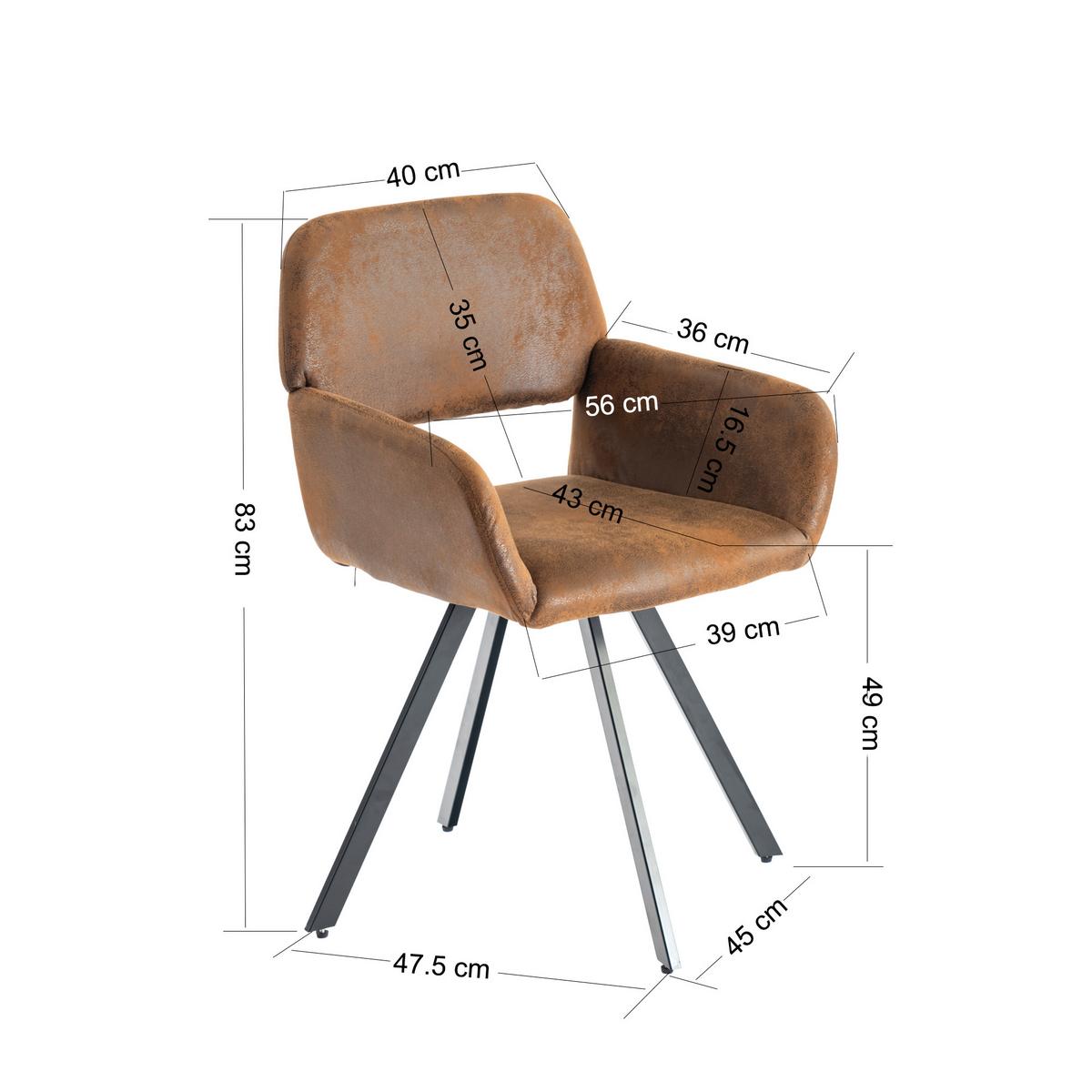 ARMLEHNSTUHL-SET 4 Stück Braun und Beige - Beige/Braun, Holzwerkstoff/Textil (57/82/53cm) - Urban Meuble