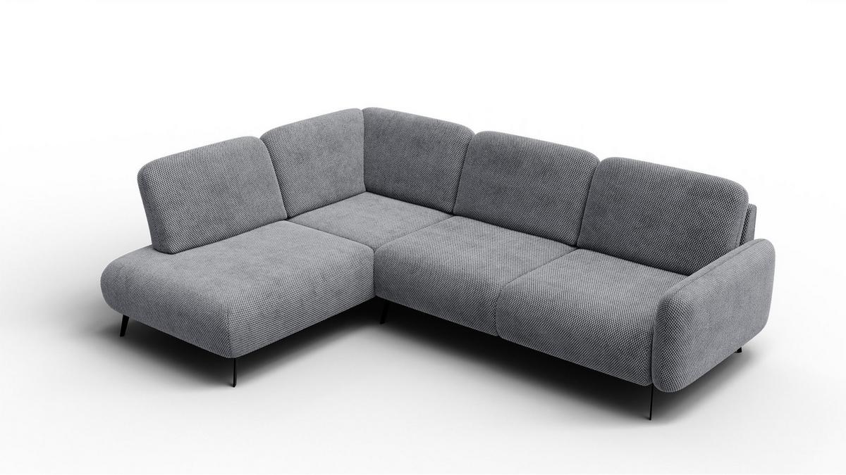 ECKSOFA FEBE 5-Sitzer links, grau - Schwarz/Grau, Holz/Textil (271/190cm) - Wozimo