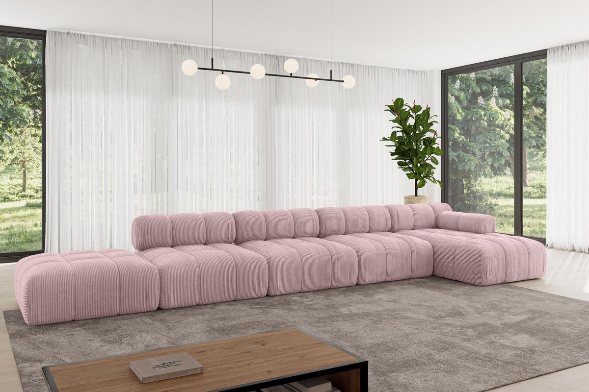 ECKSOFA modulares Sofa Lizur-L3 - 475x160x70 cm Rosa Cord - Rosa, Holzwerkstoff/Textil (475/160cm) - ALTDECOR