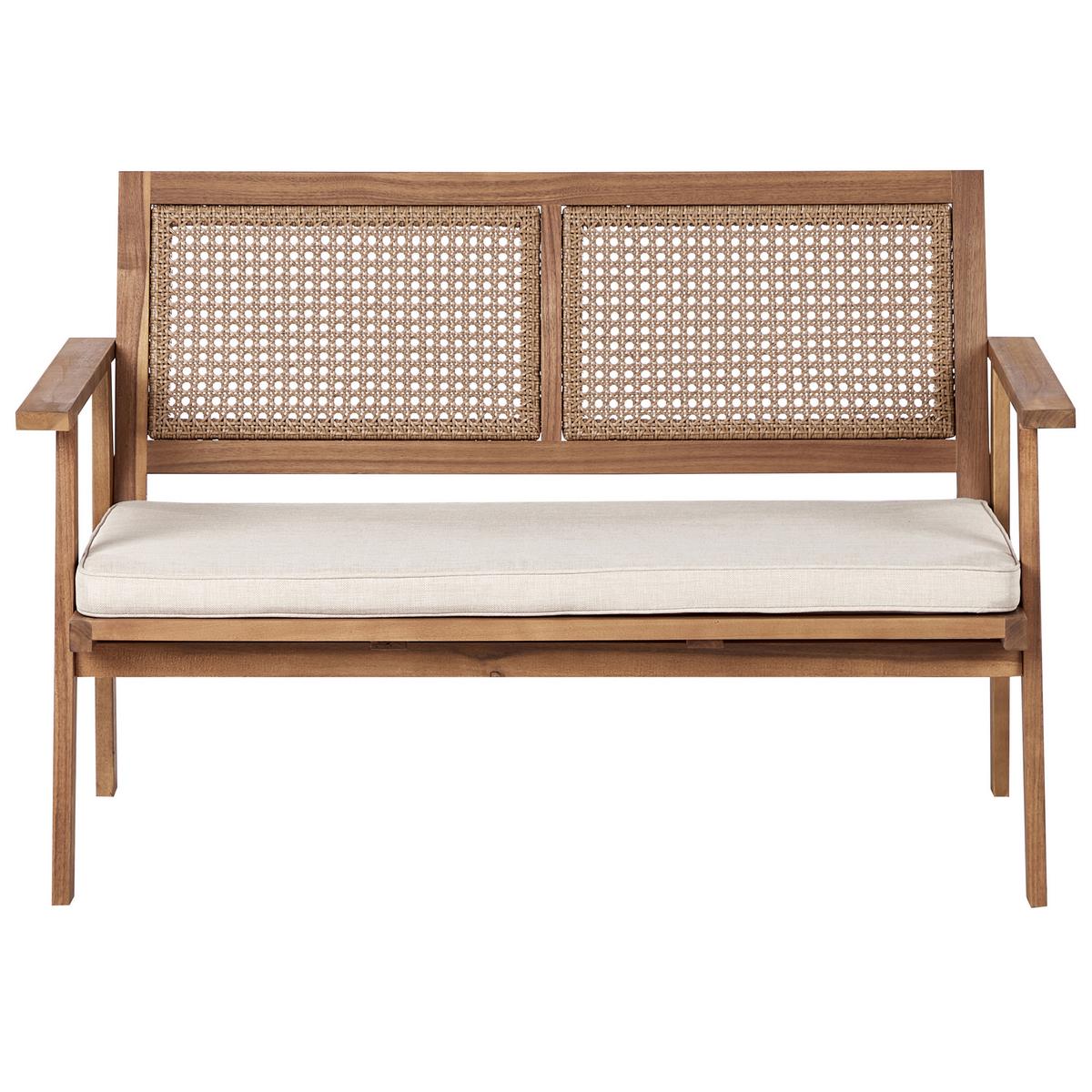 4-SITZER LOUNGE SET Akazienholz Helles Beige Arenella - Hellbraun/Beige, Holz - Beliani