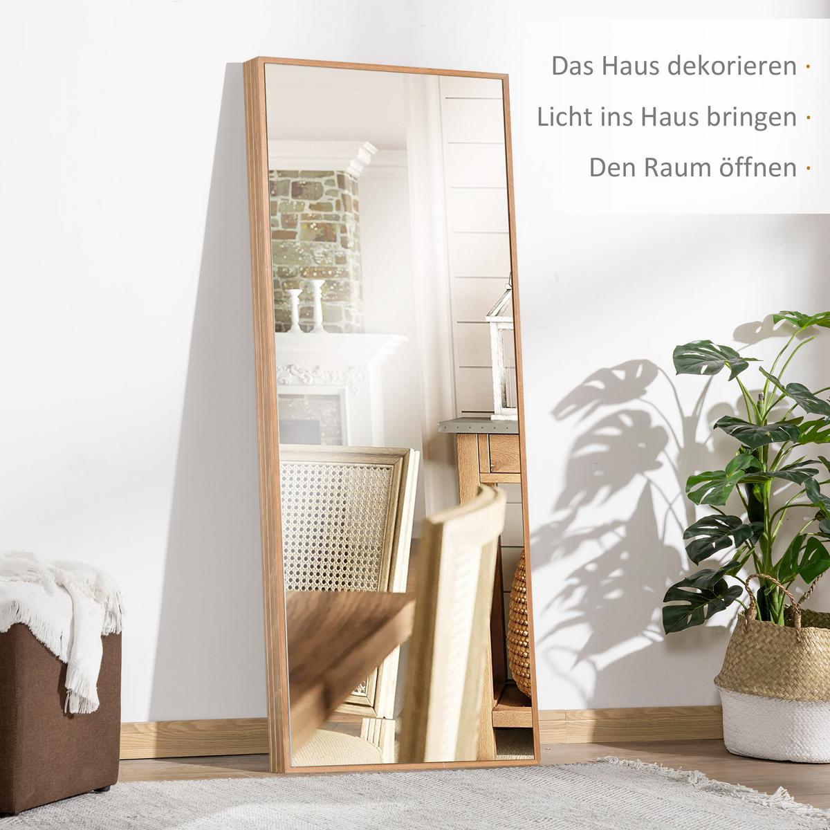 WANDSPIEGEL - Naturfarben, Glas/Holzwerkstoff (48/125/45cm) - HOMCOM