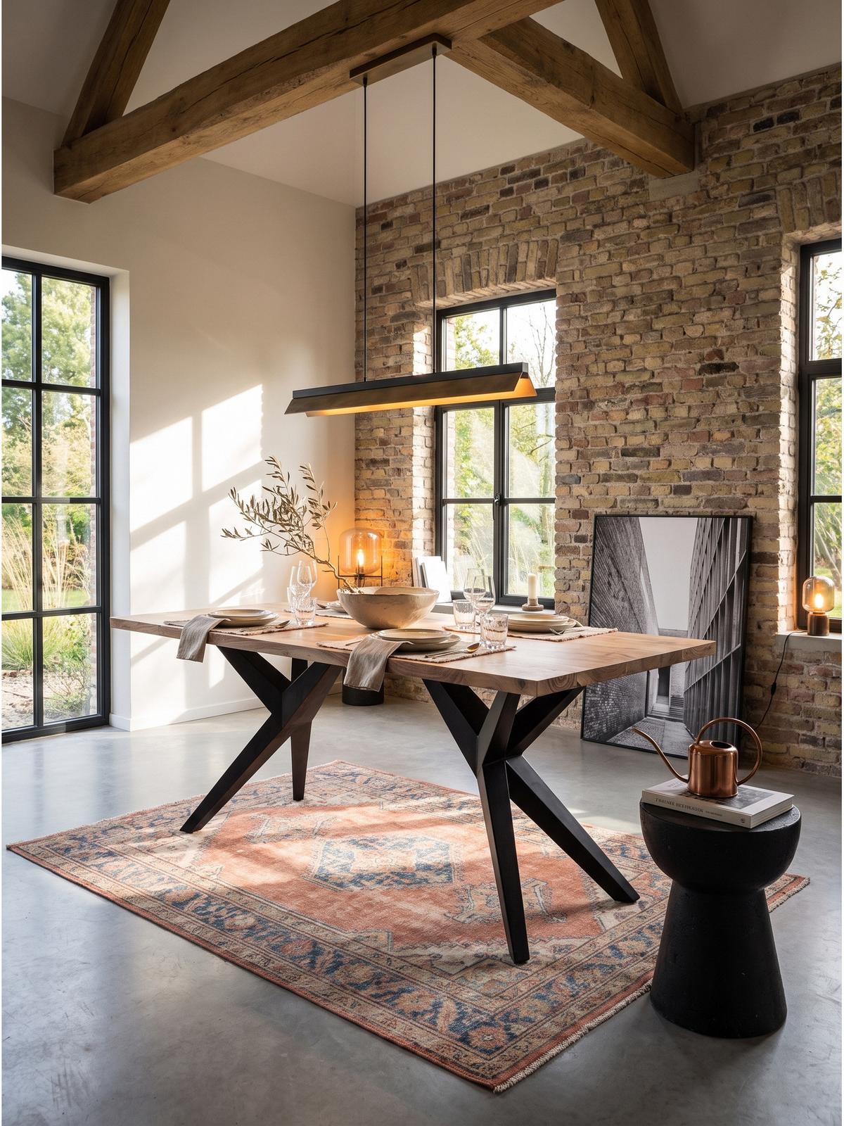 ESSTISCH Massivholz Metall Rechteckig Loft-Stil, Akazie 120x60x76 cm - Schwarz/Akaziefarben, Holz/Metall (60/120/76cm) - KADIMA DESIGN
