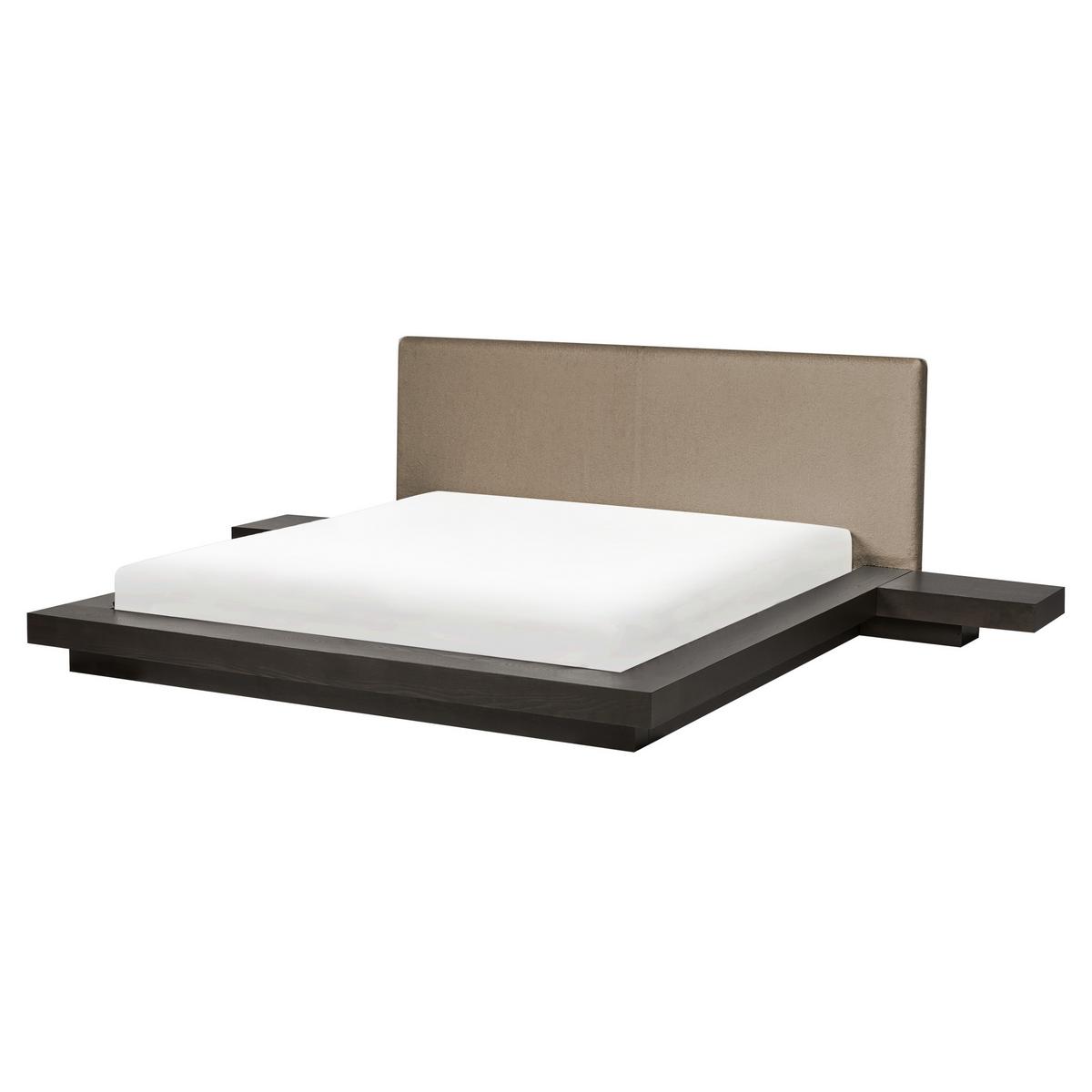 BETT mit Lattenrost 160/200 cm MDF-Platte Dunkelbraun Zen - Dunkelbraun, Holz (160/200cm) - Beliani