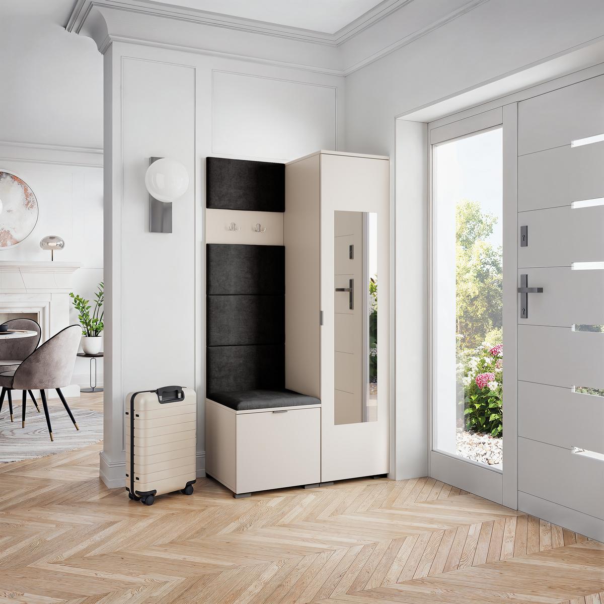 GARDEROBENSCHRANK VIRA 95/181/51 cm Modern Kaschmir - Kaschmir/Schwarz, Holzwerkstoff (95/181/51cm) - MASSENO