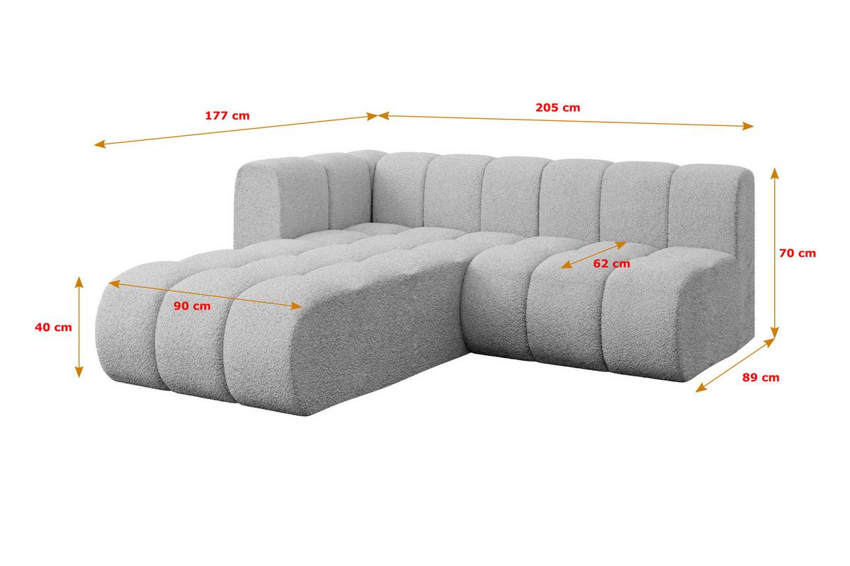 ECKSOFA modulares Sofa Darnel-L1 - 205x177x70 cm Hellgrau - Hellgrau, Holzwerkstoff/Textil (205/177cm) - ALTDECOR