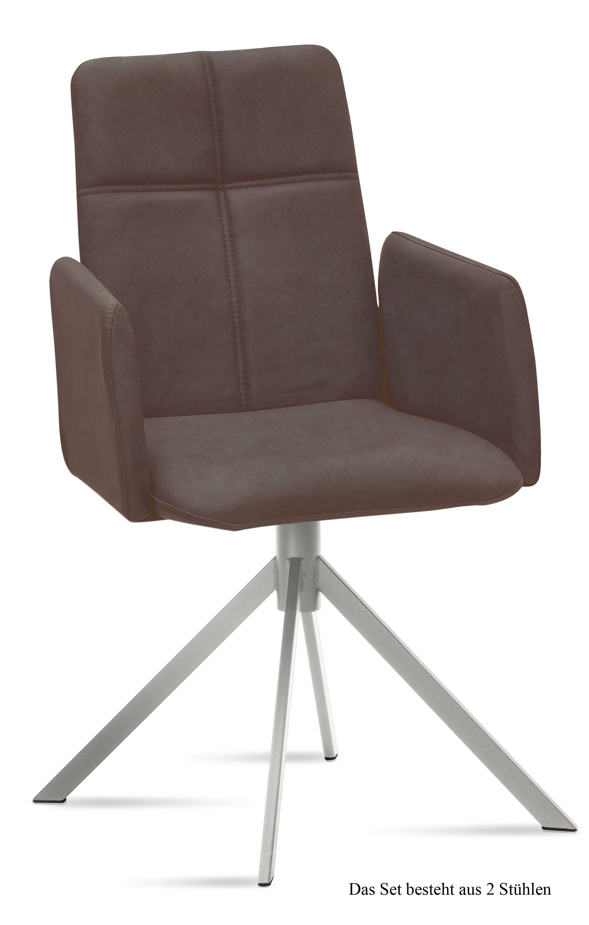 ARMLEHNSTUHL (2er-Set) Dorisa 52x92x60 Edelstahl/Braun - Edelstahlfarben/Braun, Kunststoff (60/92/52cm) - 58aufmkessel