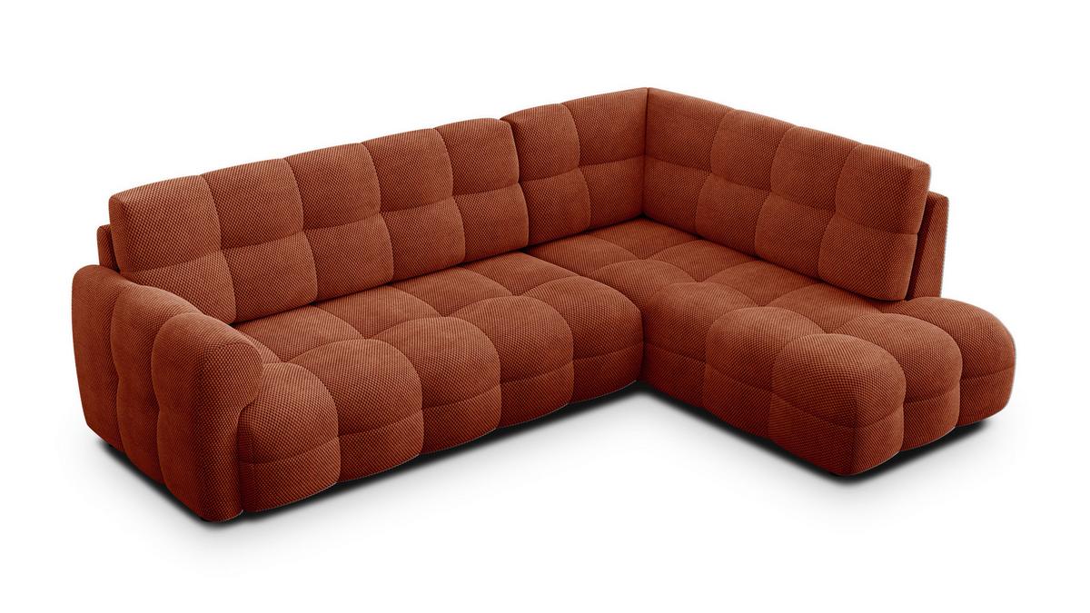 ECKSOFA MELLOW 5-Sitzer, dunkelorange - Dunkelorange/Schwarz, Holz/Textil (283/191cm) - Wozimo