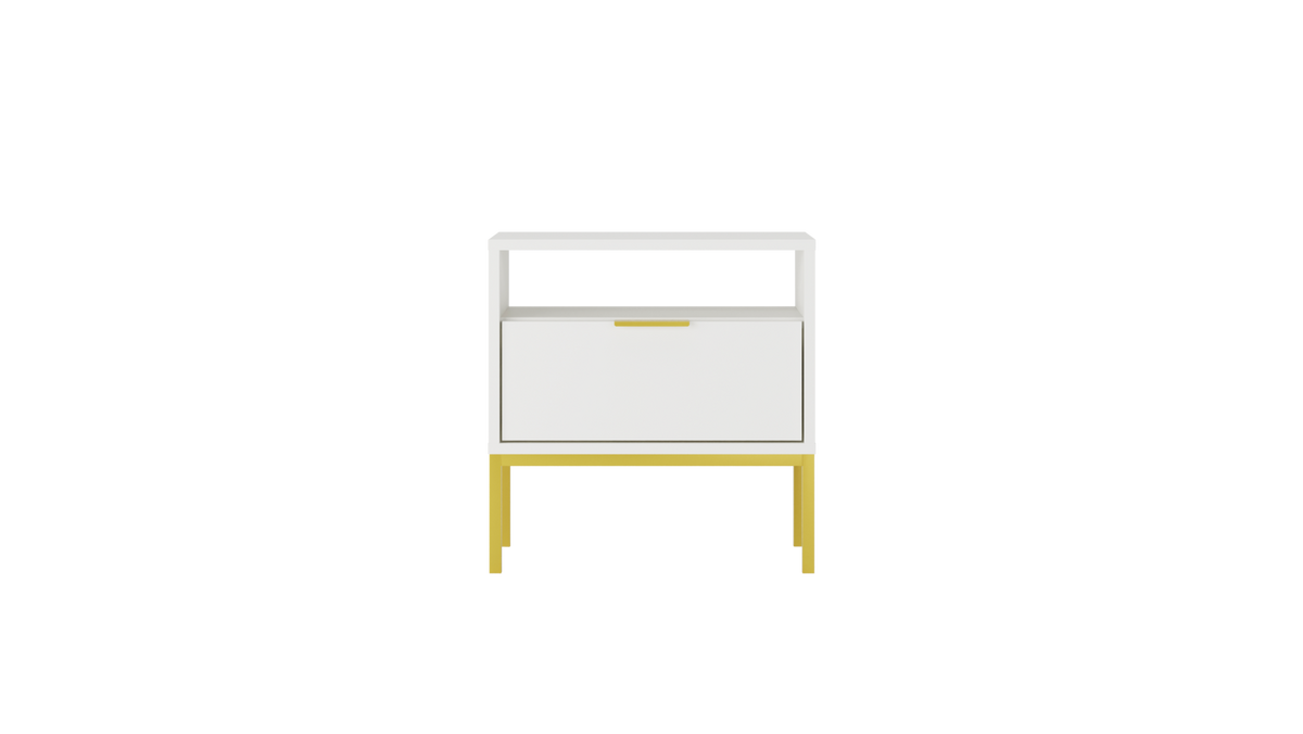 NACHTSCHRANK Austin 33/56,4/55 cm - Goldfarben/Weiß, Holzwerkstoff (33/56/55cm) - RAUMHIRSCH FURNITURE