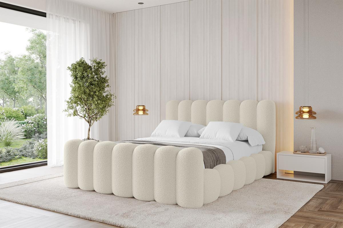 POLSTERBETT mit Bettkasten, Fußteil und Lattenrost, Boxbett ohne Matratze - SENA-Z 140x200 Beige - Taupe, Holzwerkstoff/Textil (140/200cm) - ALTDECOR