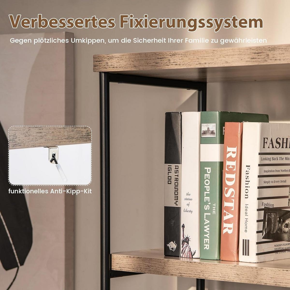BUCHERREGAL Grau - Grau, Holz (79/160/35cm) - COSTWAY
