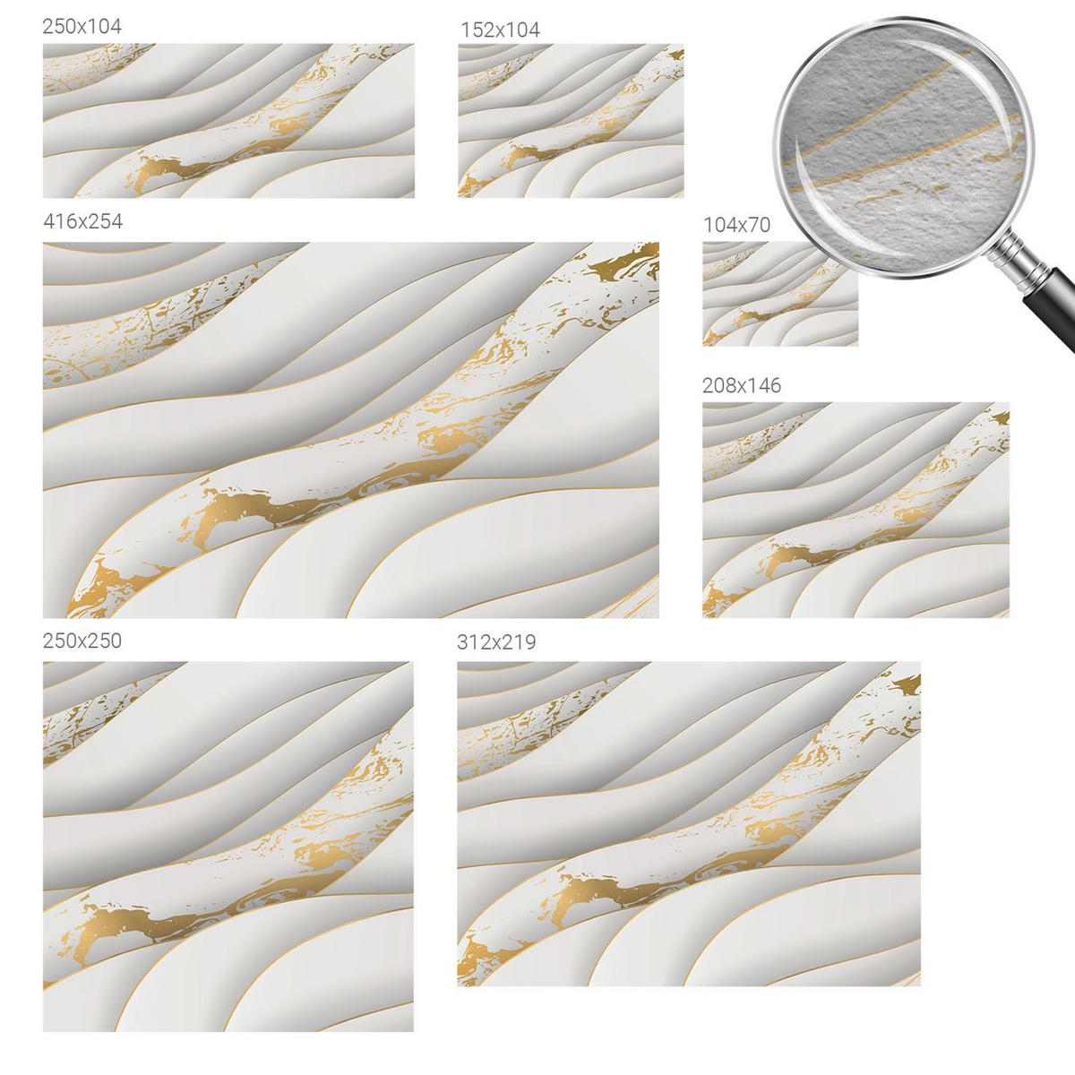 FOTOTAPETE 152x104 cm - Dynamische Muster - Weiß, Textil (152/104cm) - Wallfluent