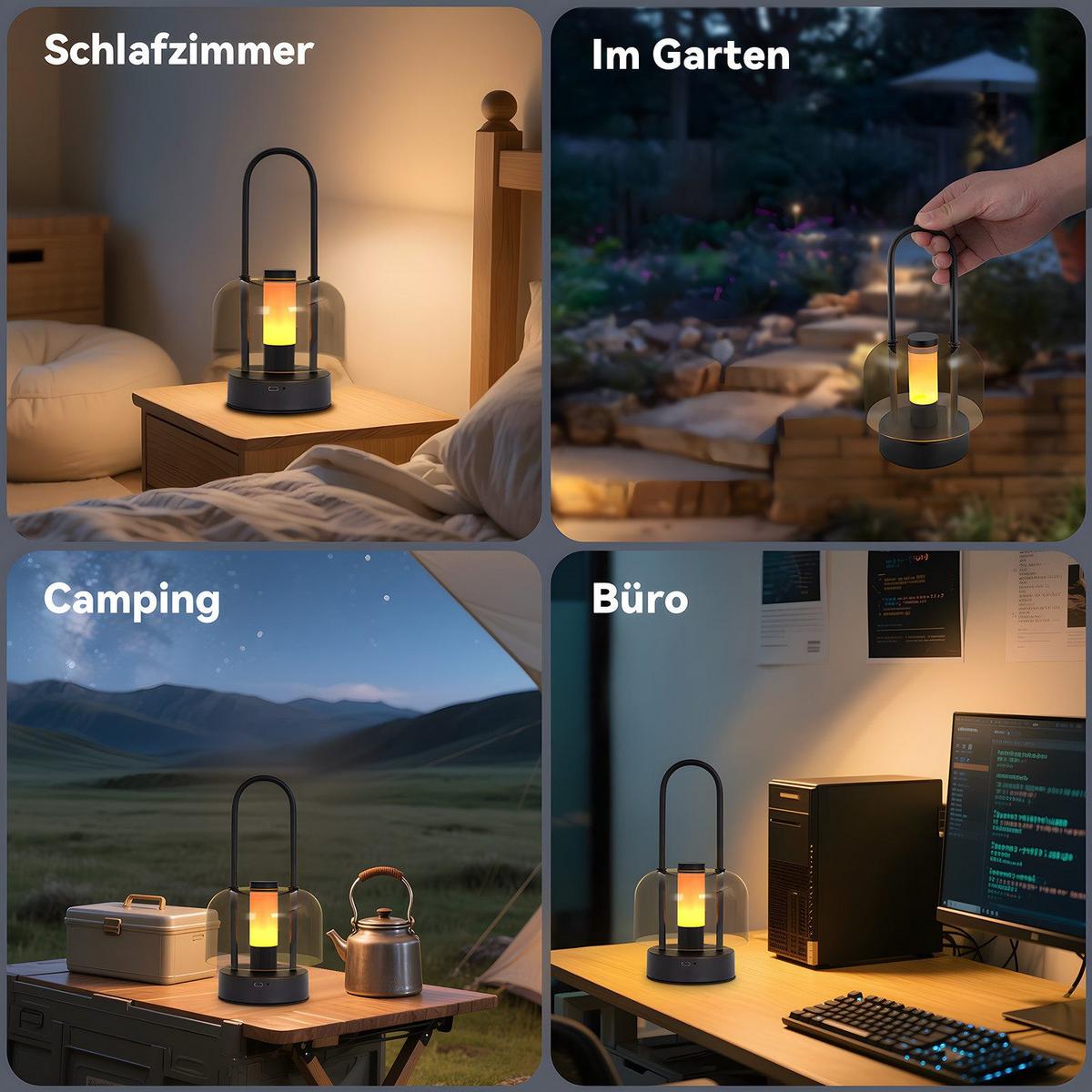 TISCHLAMPE Jannq 13/13/24.5 cm - Schwarz, Metall (24.5/13/13cm) - ZMH