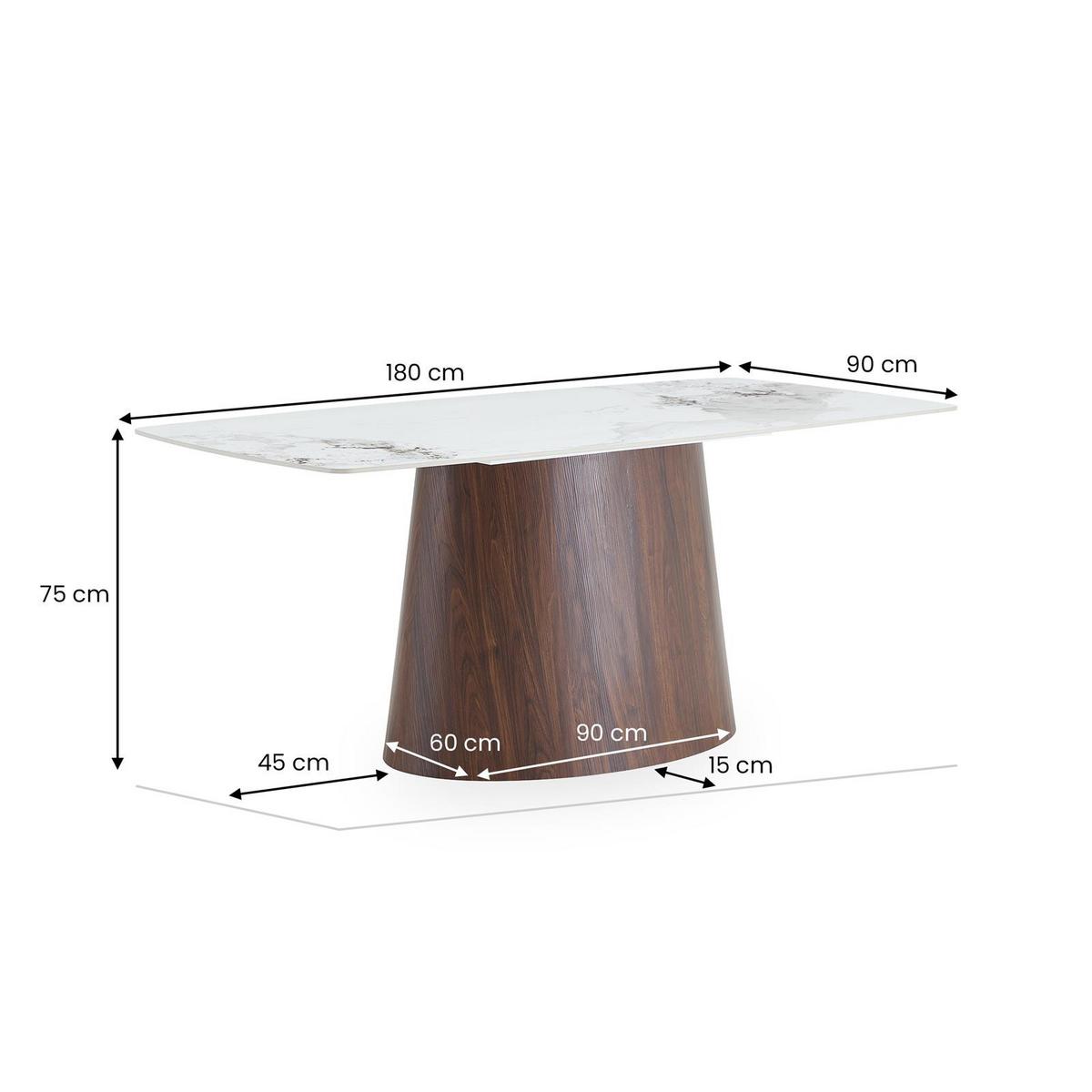 ESSTISCH NAMOS Marmor weiß - Weiß, Holzwerkstoff (90/180/75cm) - IDIMEX