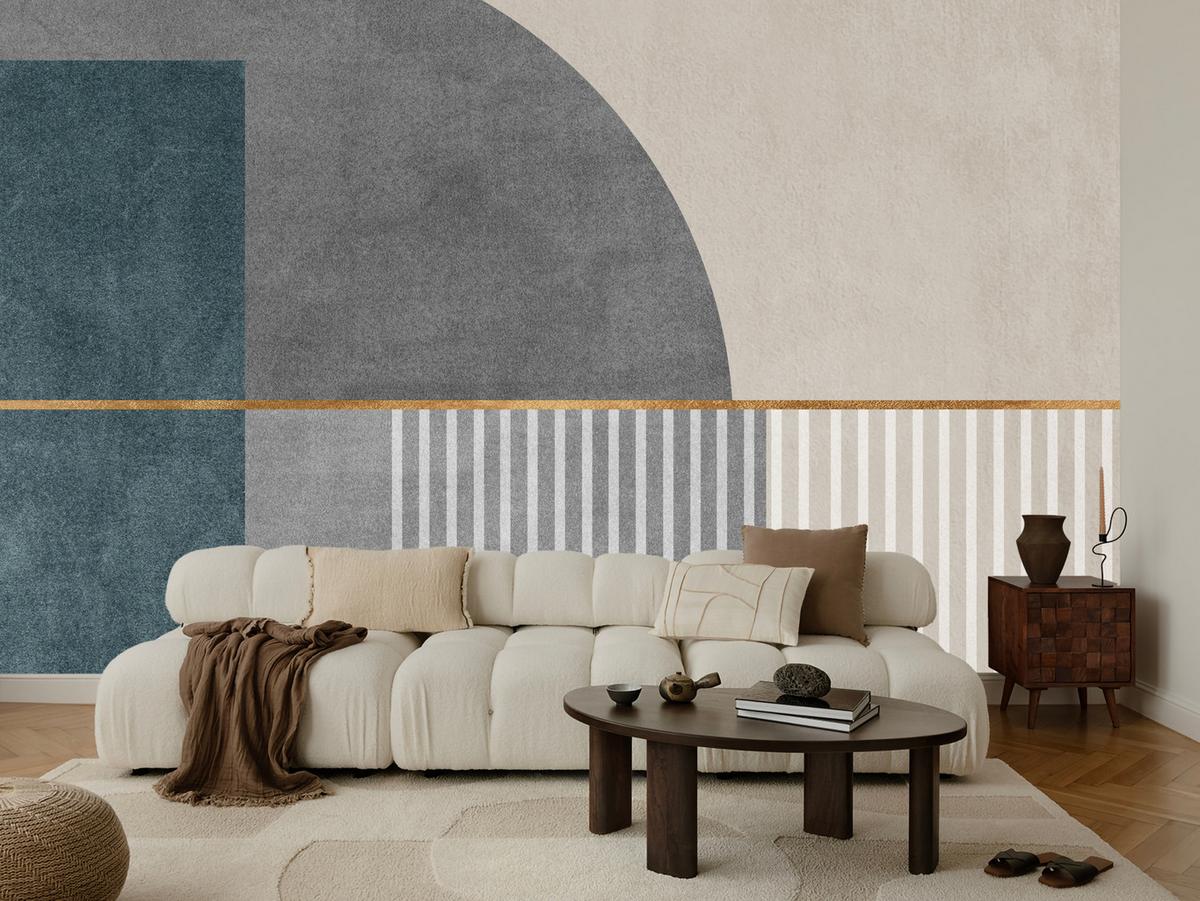 FOTOTAPETE für Wohnzimmer Formen Modernes Geometrisches Muster 500x350 - Beige/Braun, Papier (500/350cm) - Muralo
