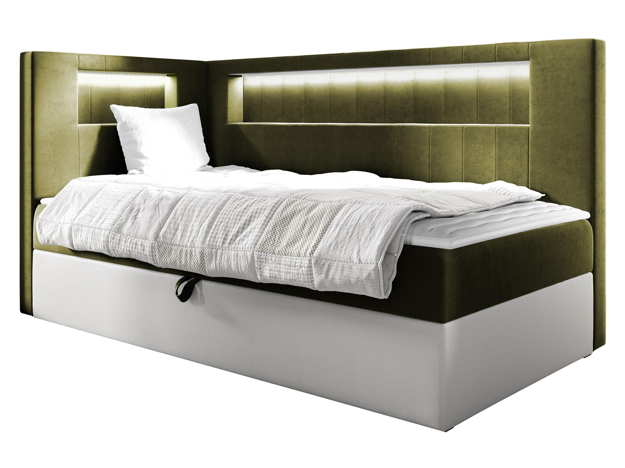 BOXBETT Gold Junior 3, Seite zum Öffnen des Bettkastens: Links - H3 - Weiß/Grün, Holz (100/200cm) - MIRJAN24