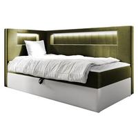 BOXBETT Gold Junior 3, Seite zum Öffnen des Bettkastens: Links - H3 - Weiß/Grün, Holz (100/200cm) - MIRJAN24