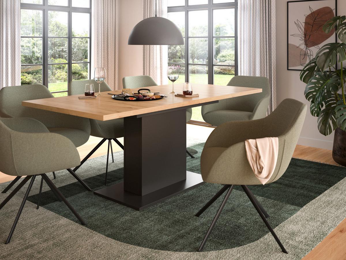 ESSTISCH grau, Eiche Artisan Küchentisch ausziehbar 150 - 190 cm - Eiche Artisan/Grau, Holzwerkstoff/Metall (150/90/76cm) - Inn.Furn