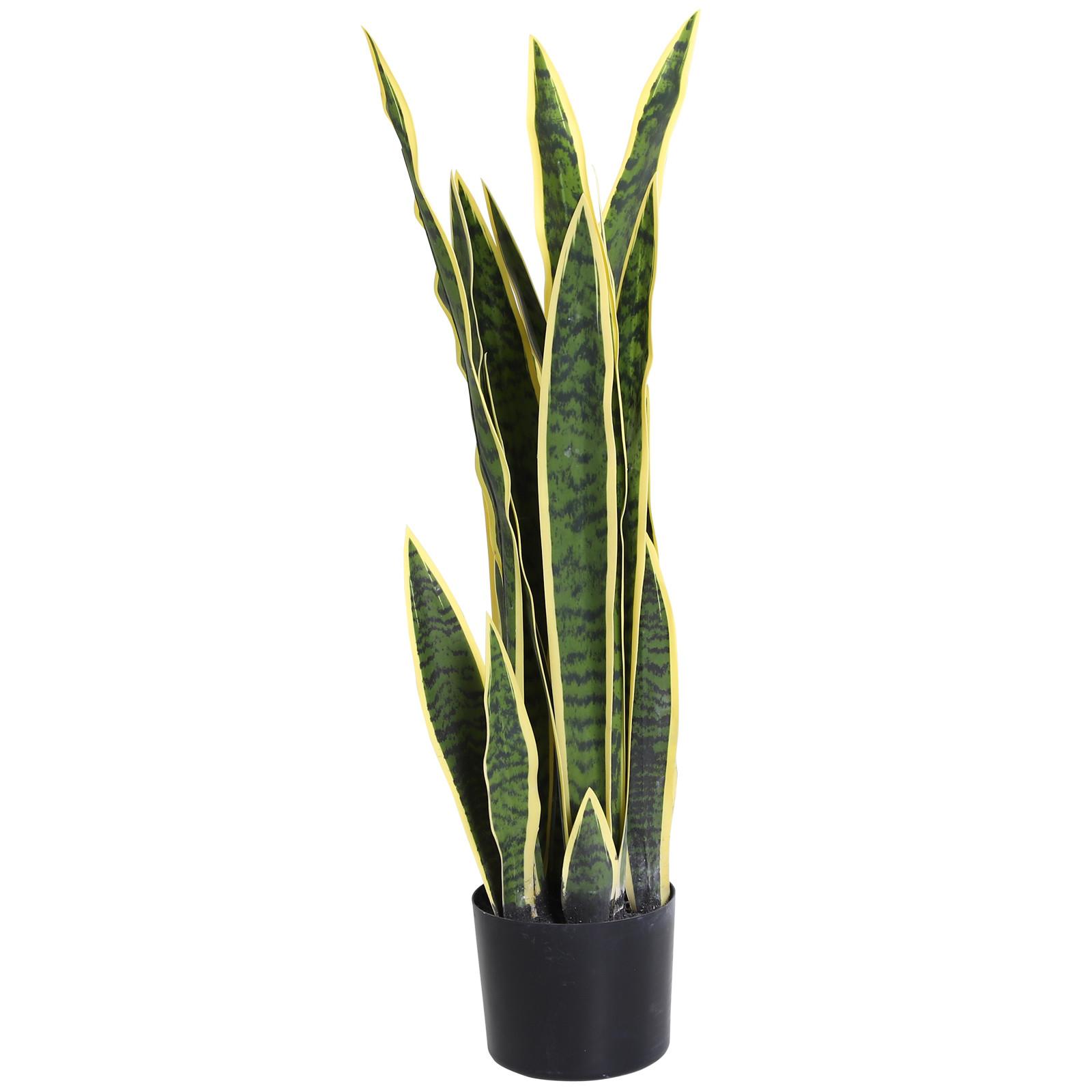 KUNSTPFLANZE Schlangenpflanze aus PE Zement Grün - Schwarz/Grün, Kunststoff (77cm) - Outsunny