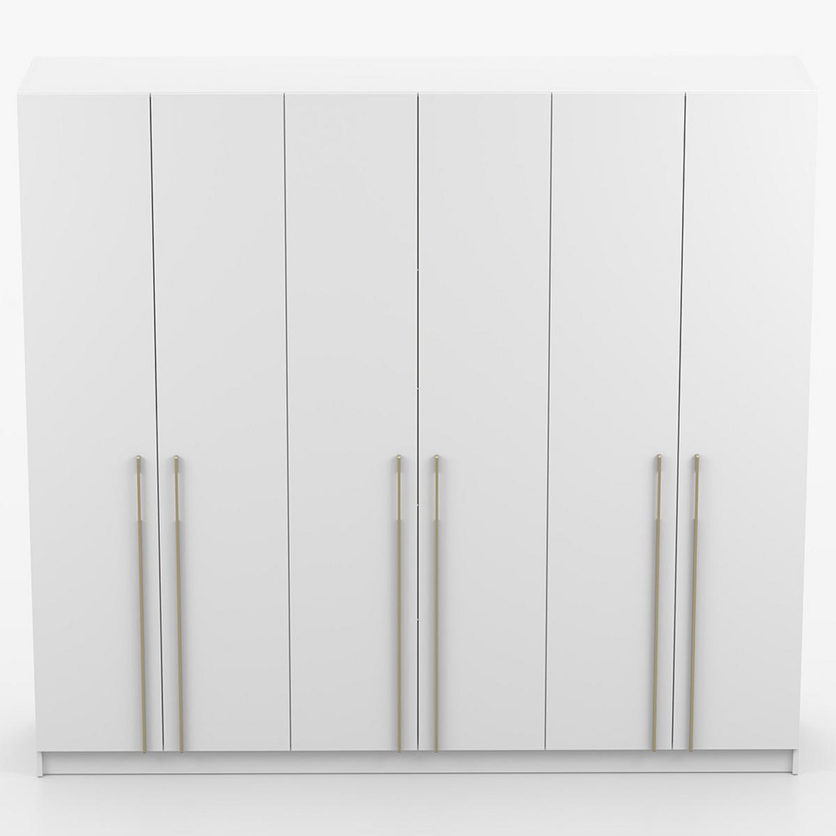 DREHTÜRENSCHRANK ROSA 6D 230/210/55 cm 6-türig Weiß - Goldfarben/Weiß, Holz/Holzwerkstoff (230/210/55cm) - imoebel24