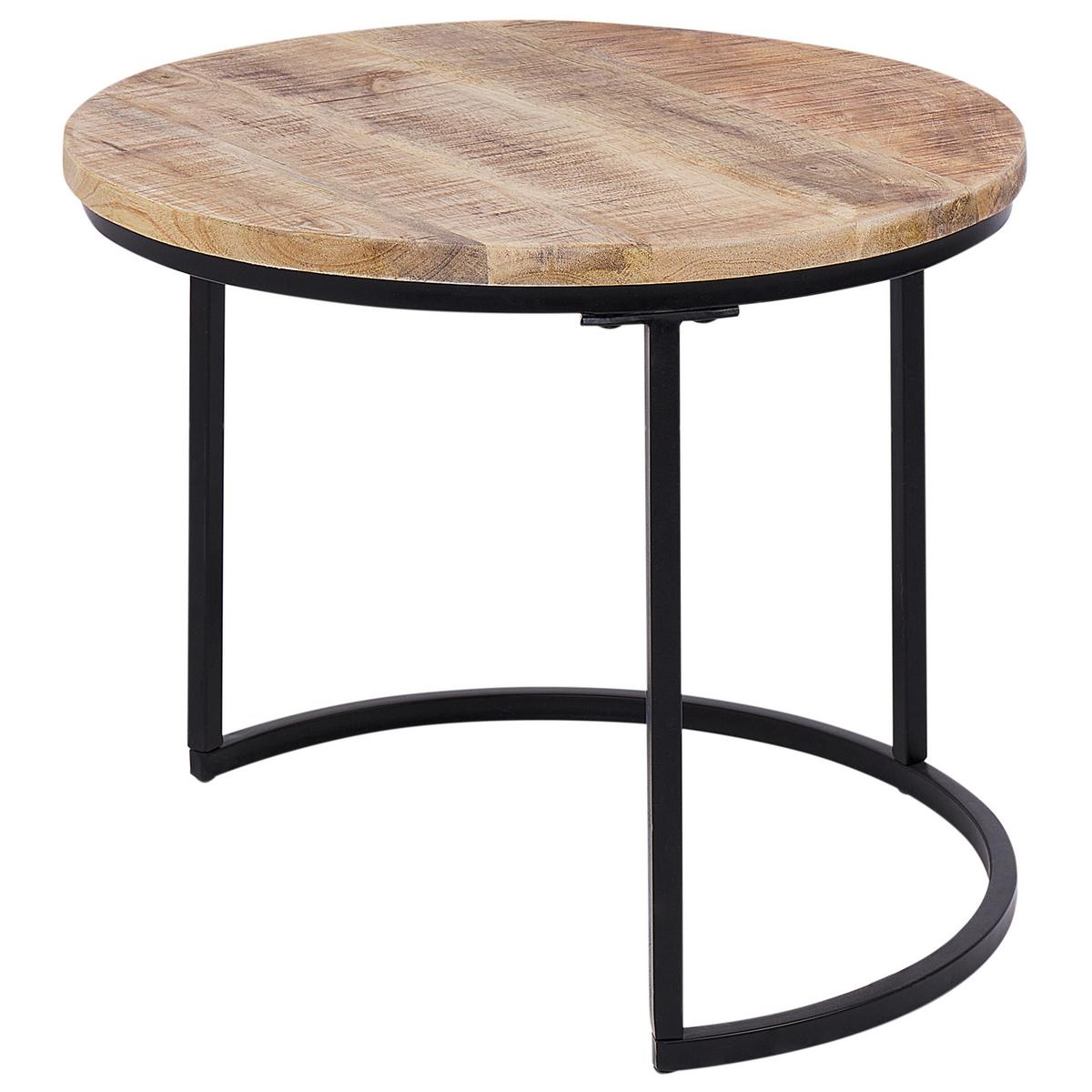 COUCHTISCH 2er-Set Braun - Schwarz, Holz (50/50/40cm) - Beliani