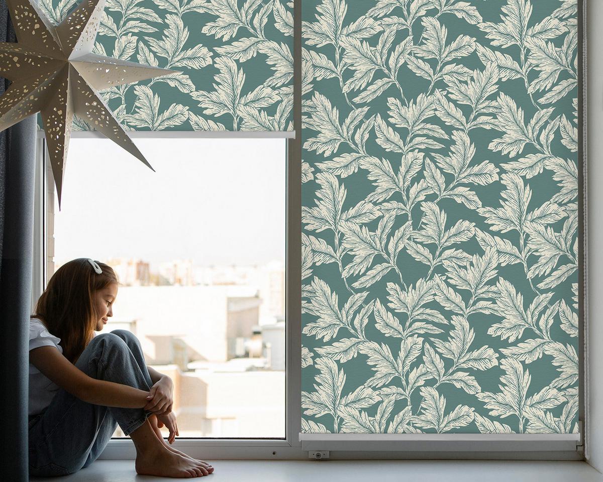 INNENROLLO - Fensterrollo - Rollo - 90x140 cm - Blättertapete - Beige, Kunststoff (90/140/0.5cm) - TULUP