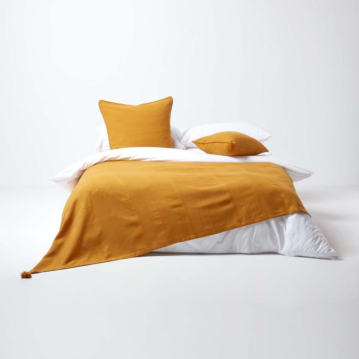 TAGESDECKE Rajput 255/360 cm, 100% Baumwolle - Dunkelgelb, Textil (225/360cm) - Homescapes