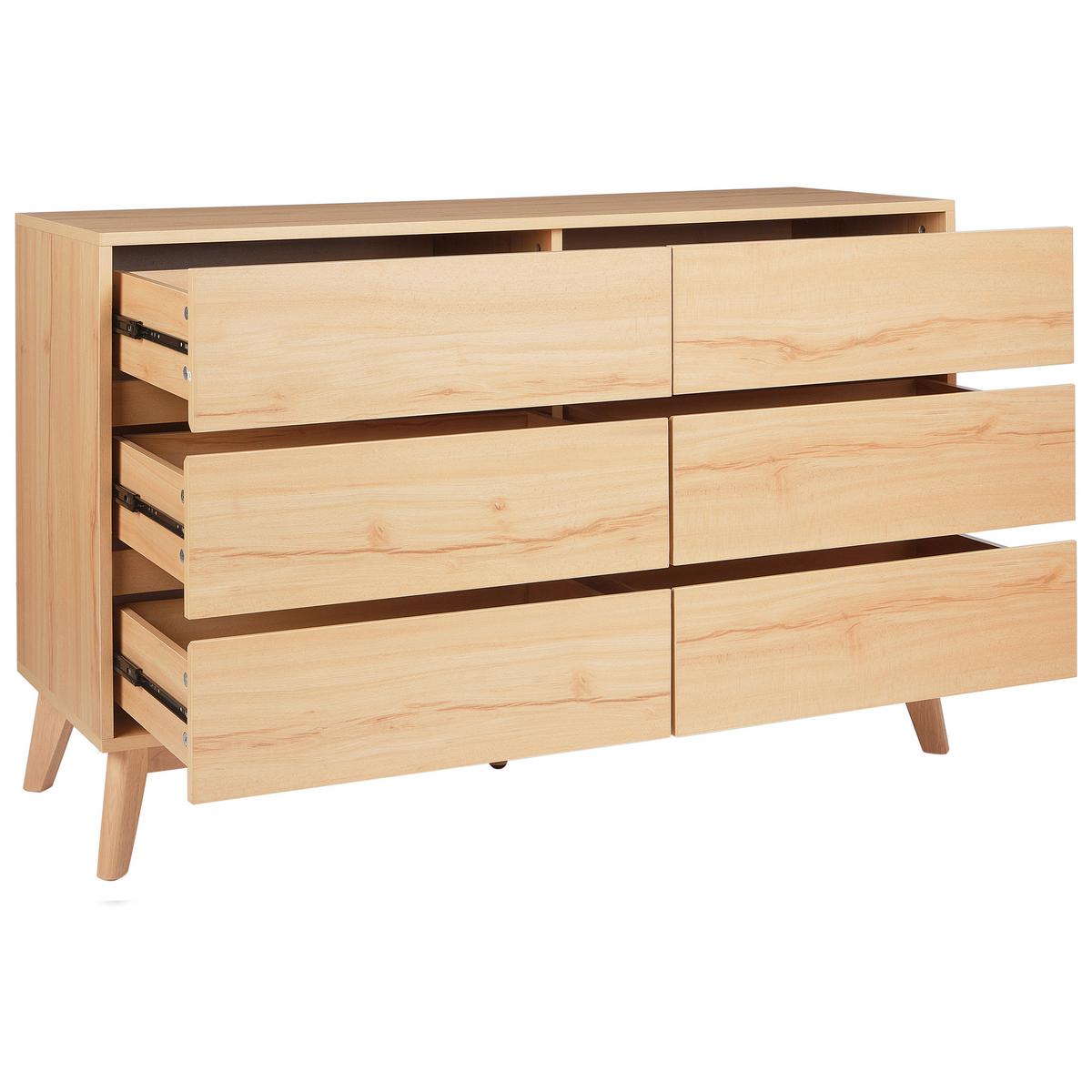 KOMMODE mit 6 Schubladen Hellbraun Sardis - Braun, Holz/Holzwerkstoff (120/75/40cm) - Beliani