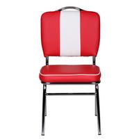 ESSZIMMERSTUHL Kunstleder mit Rückenlehne und Polstersitz Retro 50er Jahre, Rot 47x45x90 cm - Rot/Silberfarben, Textil/Metall (47/90/45cm) - KADIMA DESIGN