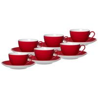KAFFEETASSEN MIT UNTERTASSEN Doppio Rot 200 ml 6er Set - Rot, Keramik (16/8/16cm) - Ritzenhoff Breker