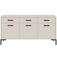 KOMMODE Selena mit 3 Türen und 3 Schubladen, Metallfüße, Selbstschließer, Kaschmir, 150 cm - Kaschmir/Schwarz, Holzwerkstoff/Metall (150/85/40cm) - Beautysofa