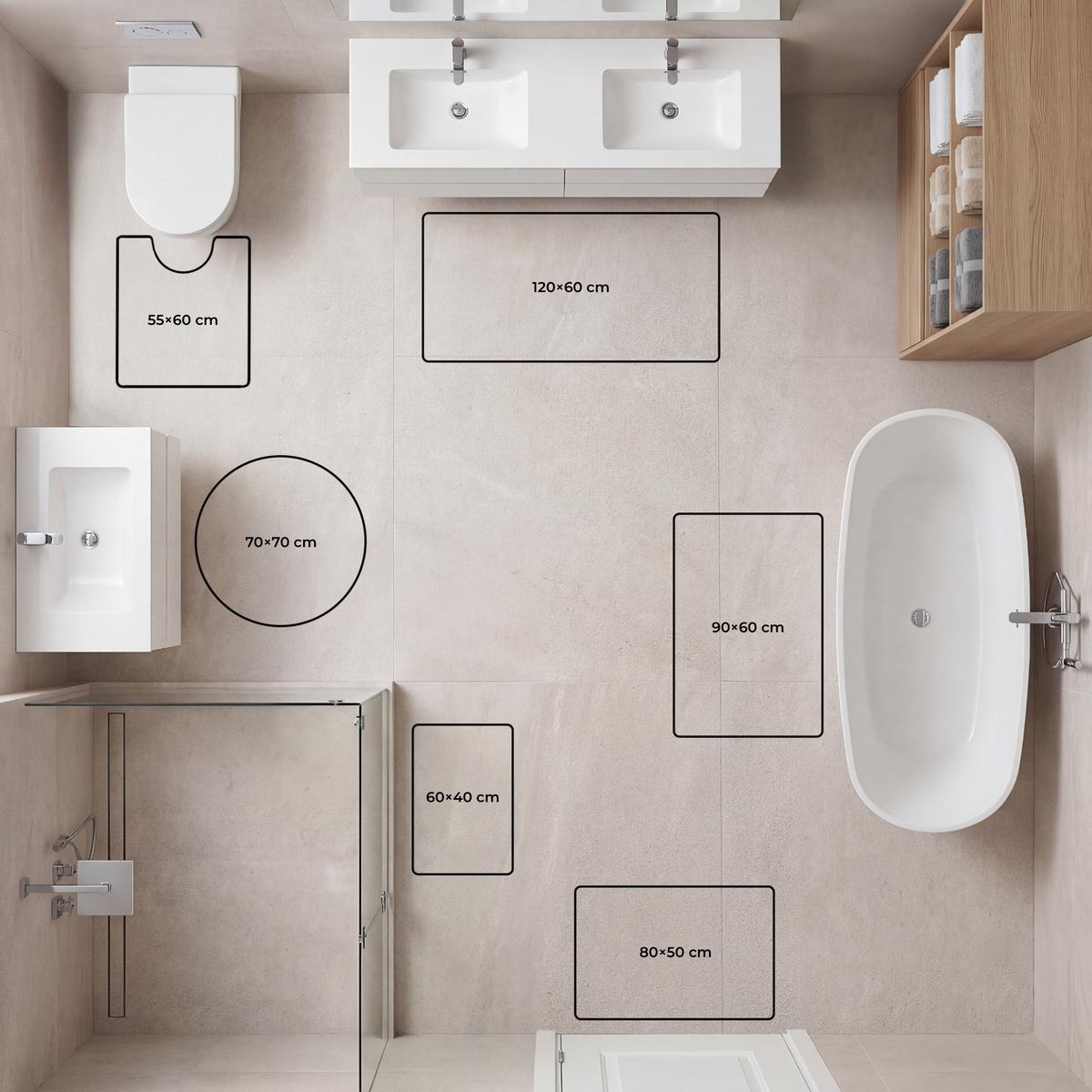 BADEMATTE Japandi - Abstrakt - Grün 60x90 cm - Grün, Textil (60/90cm) - OnlyWow