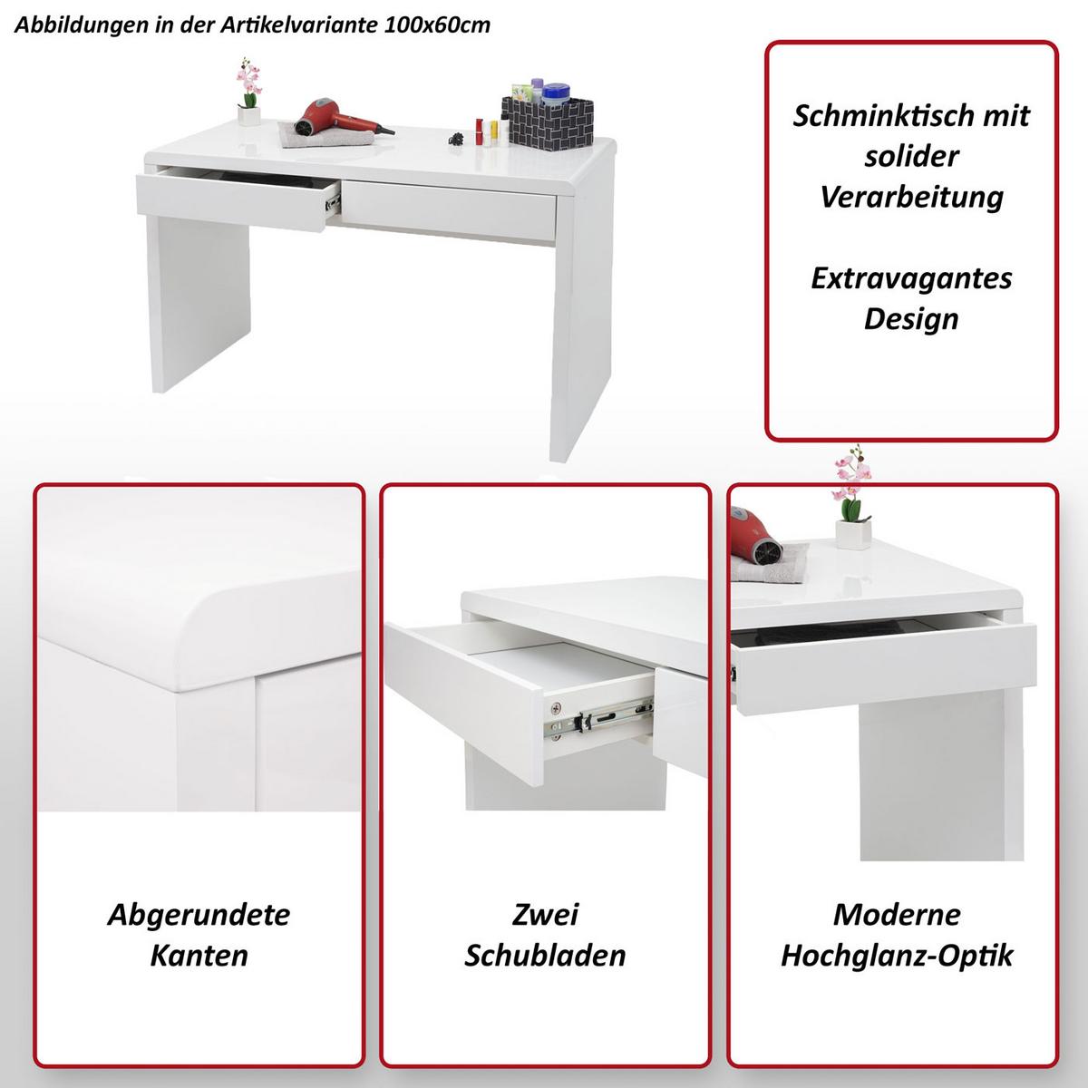 SCHMINKTISCH G5 rechteck Weiß - Weiß, Holzwerkstoff (58/100/75cm) - MCW