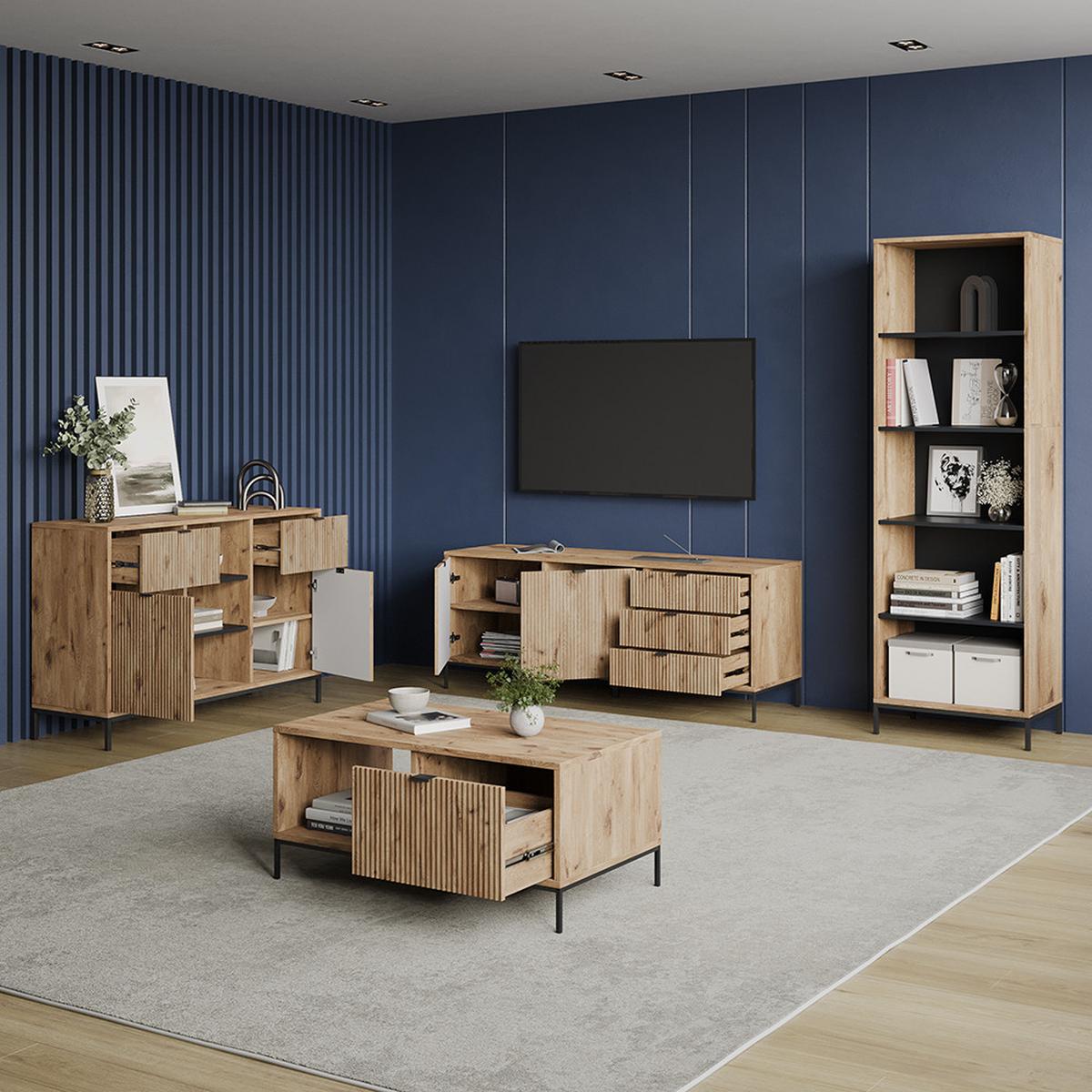 BÜCHERREGAL Aterno Viking Oak mit 5 Fächern - Eichefarben, Holzwerkstoff (60/180/40cm) - Livinity®