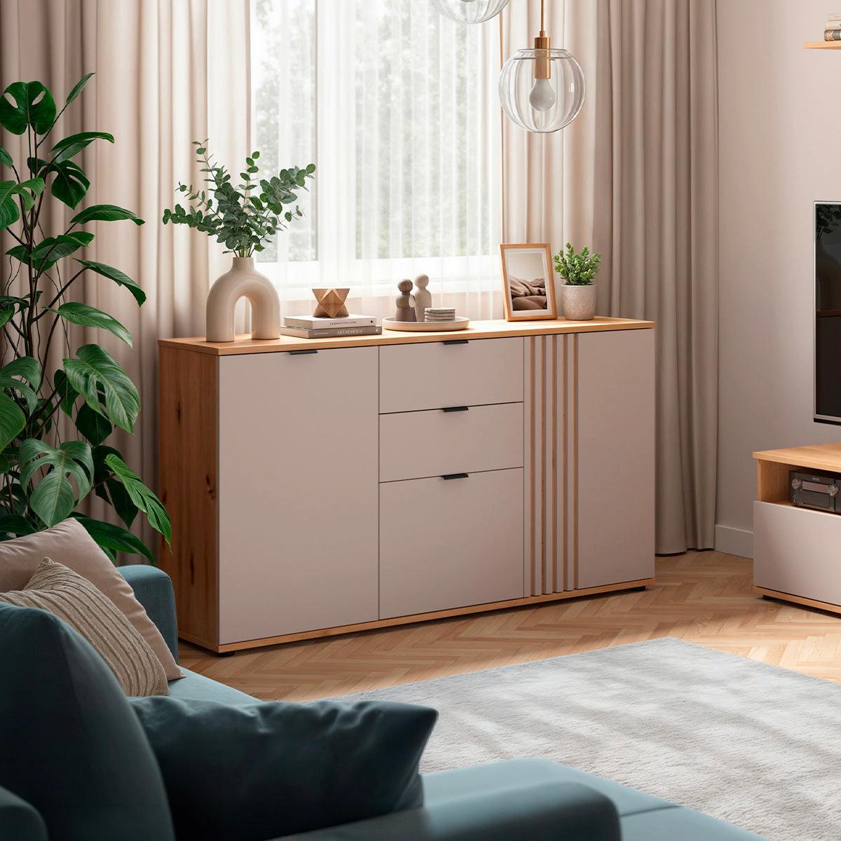 SIDEBOARD Ezra Kaschmir - Beige, Holzwerkstoff (150.5/87/40cm) - Petits-meubles