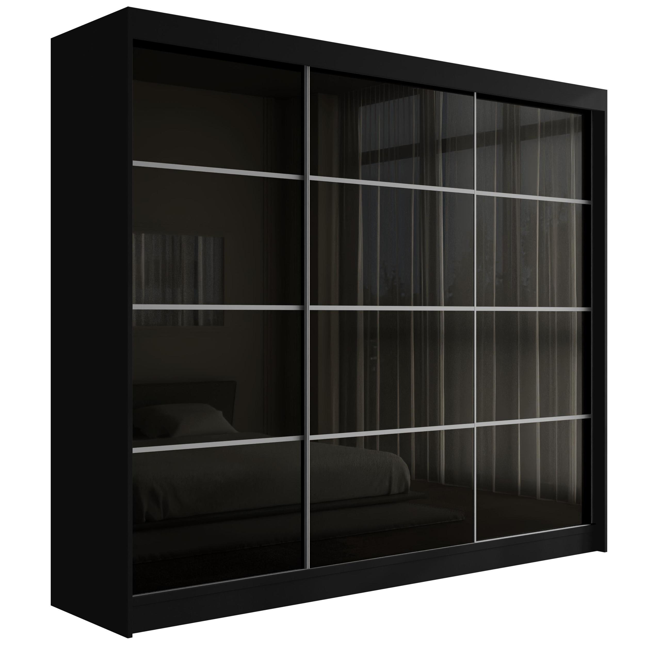 KLEIDERSCHRANK PEKA III - 250 cm - Schwarz - Schwarz, Holzwerkstoff (250/215/61cm) - ALTDECOR